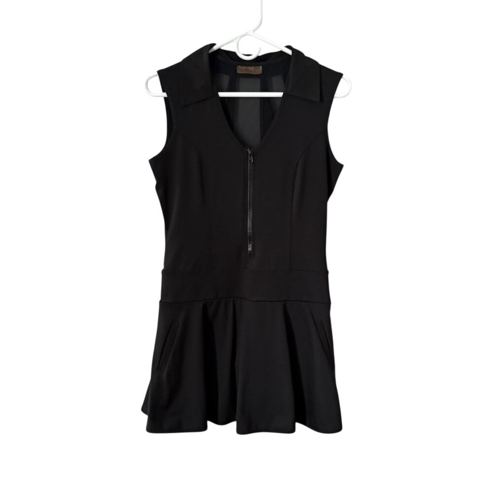 Olaya Sport Black Athletic Dress Attached-Shorts Pockets Pickleball Women Size L